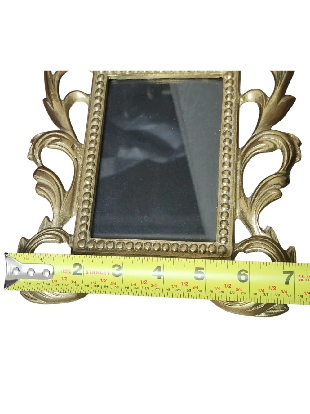 Vtg Antique Rococo Ornate Heavy Brass Gold Tone Easel Picture Frames Victorian